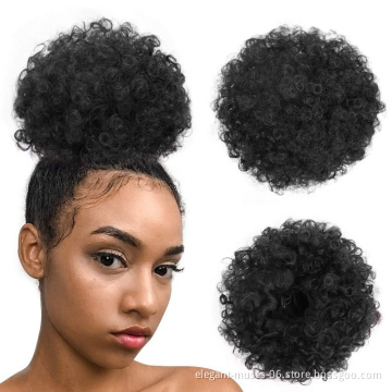 Factory Direct Sale Kinky curly Afro synthetic hair Bun woman chignon extension
